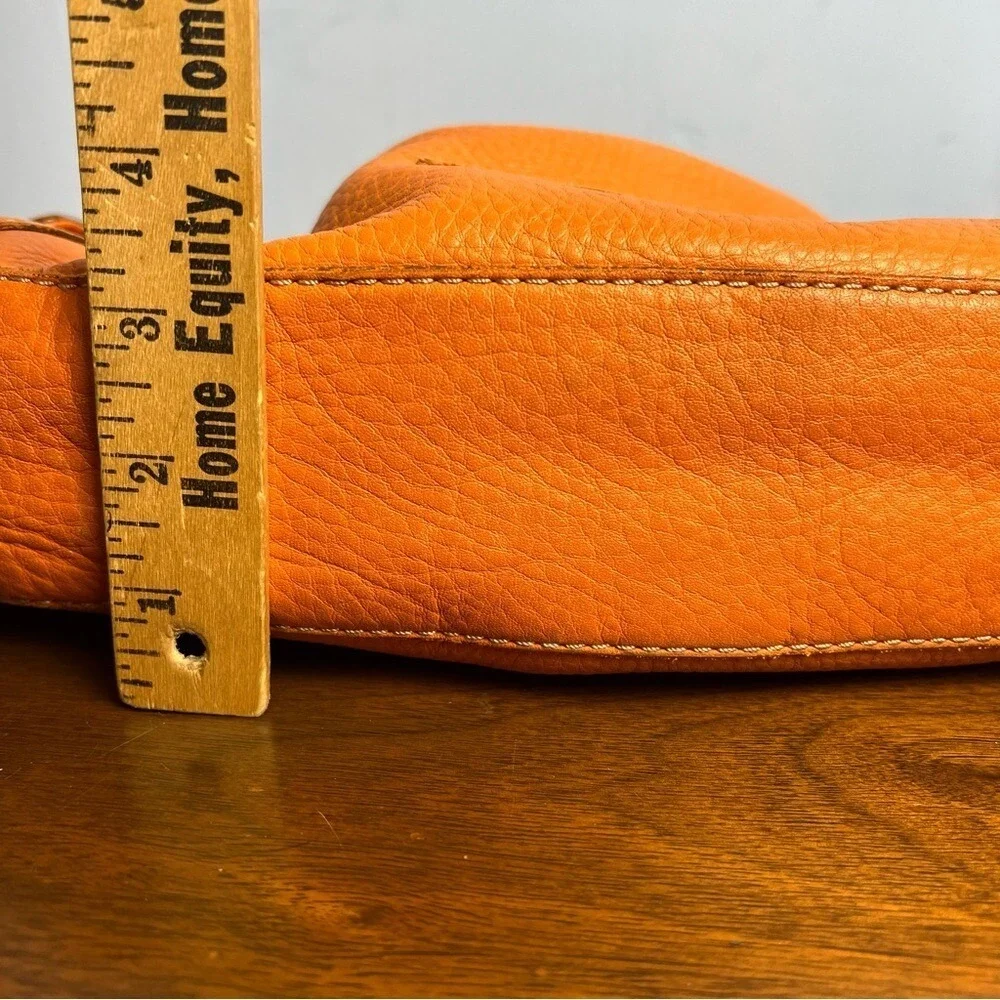 Cole Haan - Women's Vintage Pebbled Leather Orange Hobo Purse Slouchy Ruched Y2K